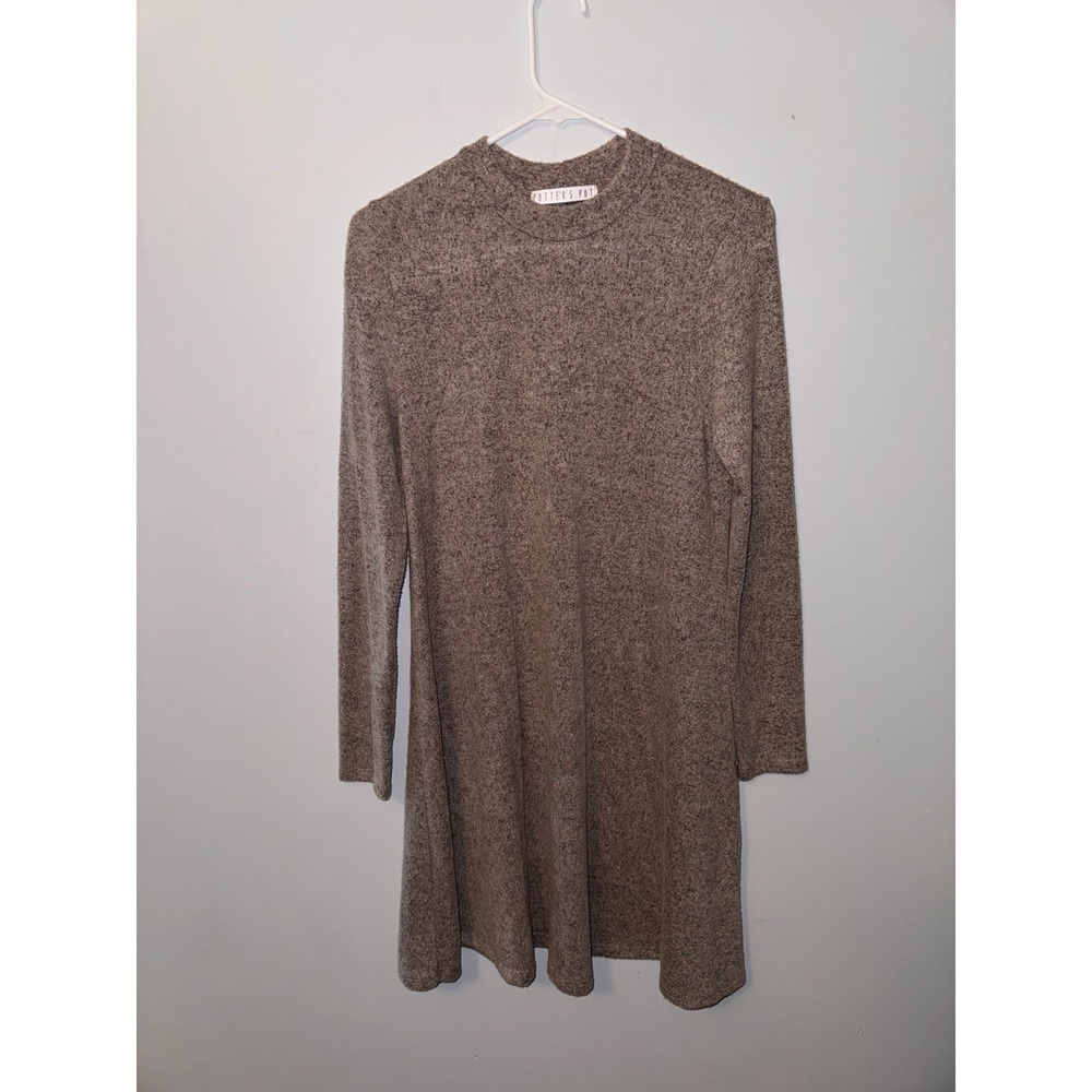 Potters Pot Women's Heather Gray Mid-Length Long-Sleeve Dress